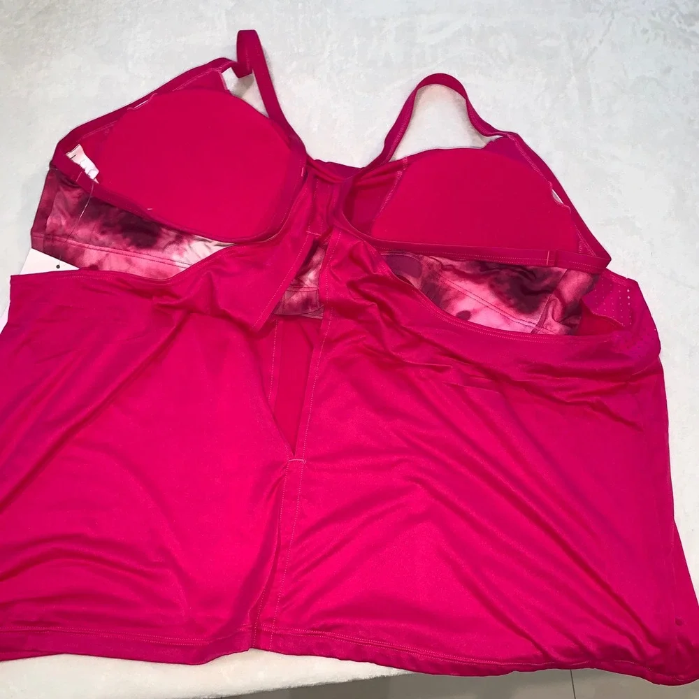 Nike Pink Racerback Swim Tankini Top with White Swoosh
